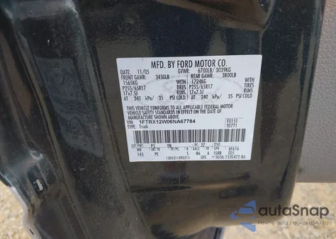 2006 Ford F-150 Stx/Xl/Xlt из США, поврежденный, VIN 1FTRX12W06NA67784